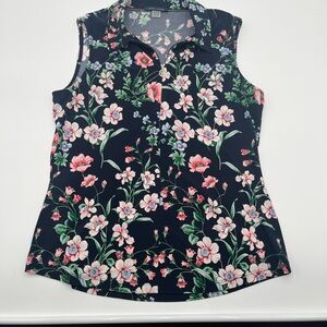 Tommy Hilfiger Floral Sleeveless Blouse - Black and Pink